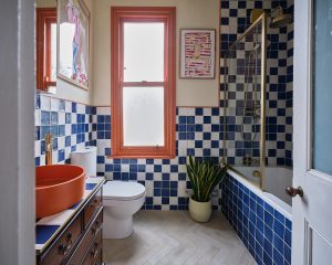 Modern bathroom interior for Drench, styled by Suzy Broome and photographed by Jon Green, featuring contemporary fixtures, clean lines, and a calm neutral colour palette.
